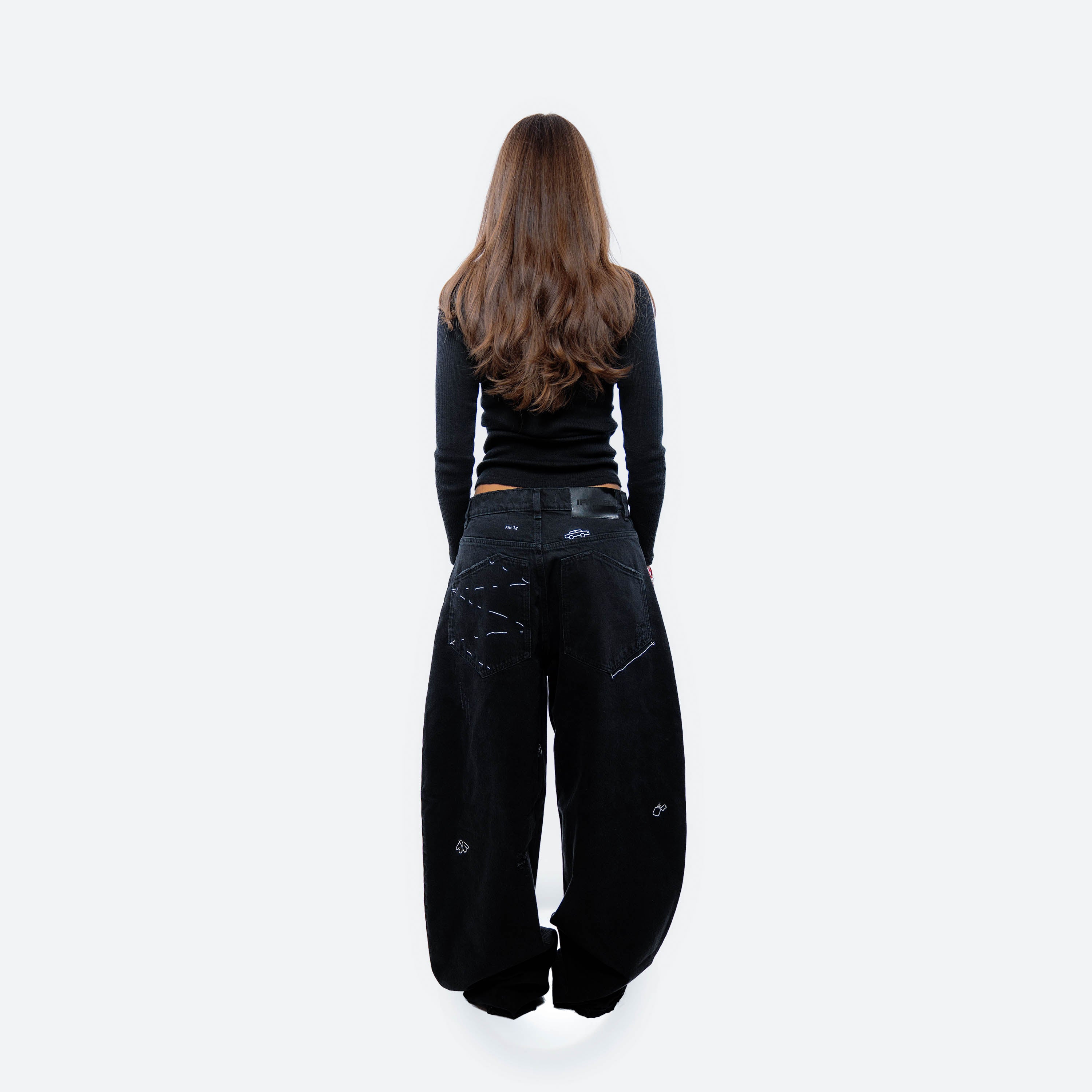 The Embroidered Barrel Denim Pants