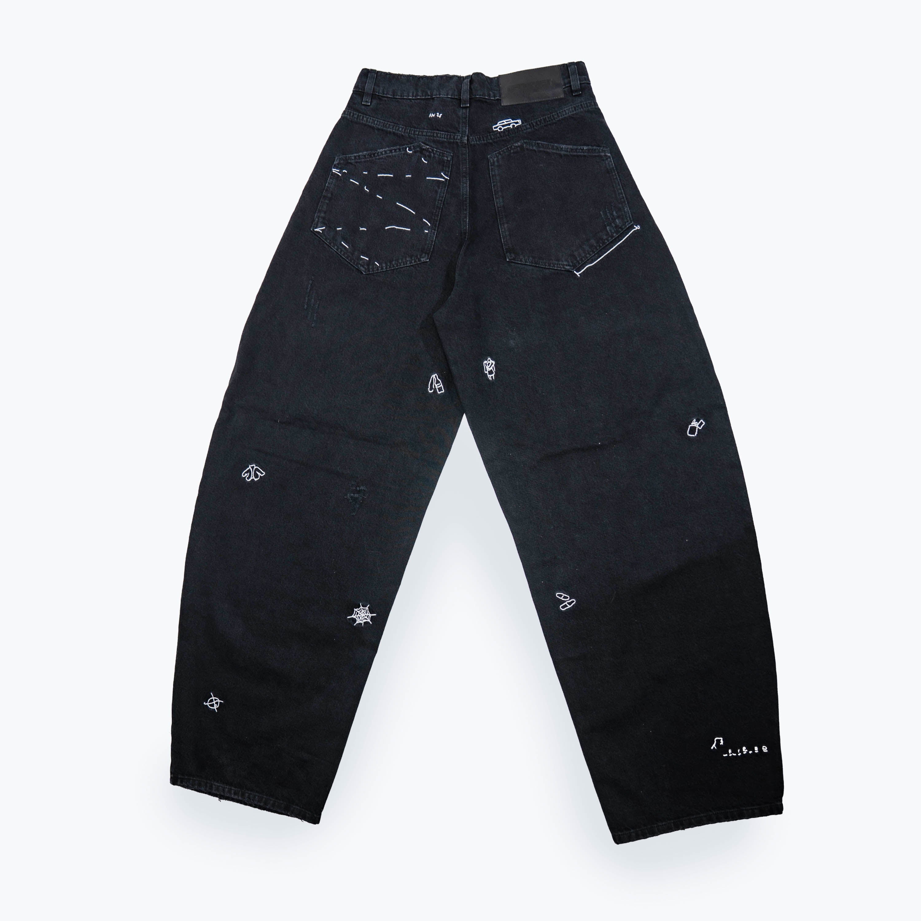 The Embroidered Barrel Denim Pants