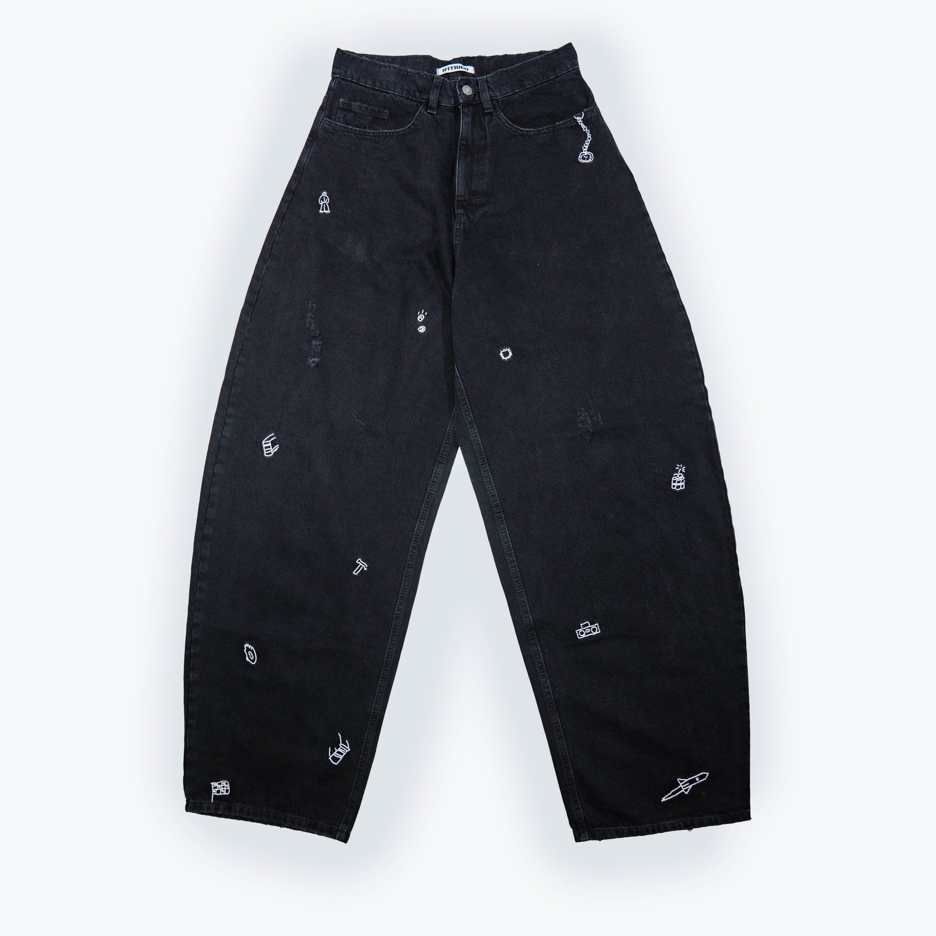 The Embroidered Barrel Denim Pants